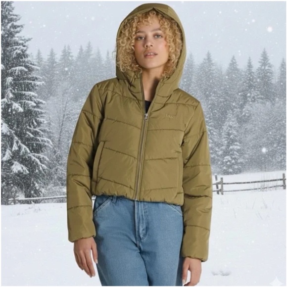 Vans Jackets & Blazers - VANS Cropped Hooded Puffer MTE Foundry Jacket Olive Green XL NWT $110